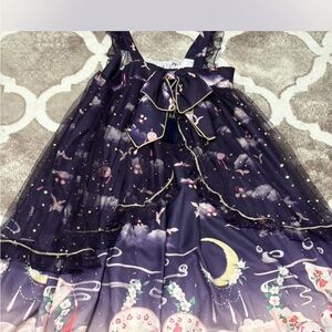 Lolita Purple and Gold Starry Night Dress
